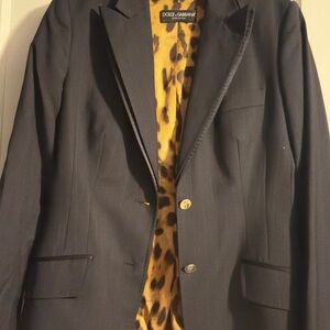 Dolce & Gabbana Black Blazer with Leopard Lining